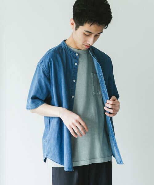 URBAN RESEARCH DOORS / アーバンリサーチ ドアーズ シャツ・ブラウス | リネン混 デニムバンドショートスリーブシャツ | 詳細10