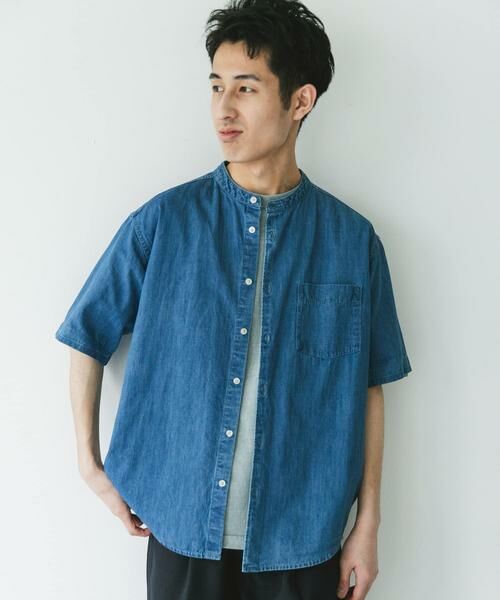 URBAN RESEARCH DOORS / アーバンリサーチ ドアーズ シャツ・ブラウス | リネン混 デニムバンドショートスリーブシャツ | 詳細11