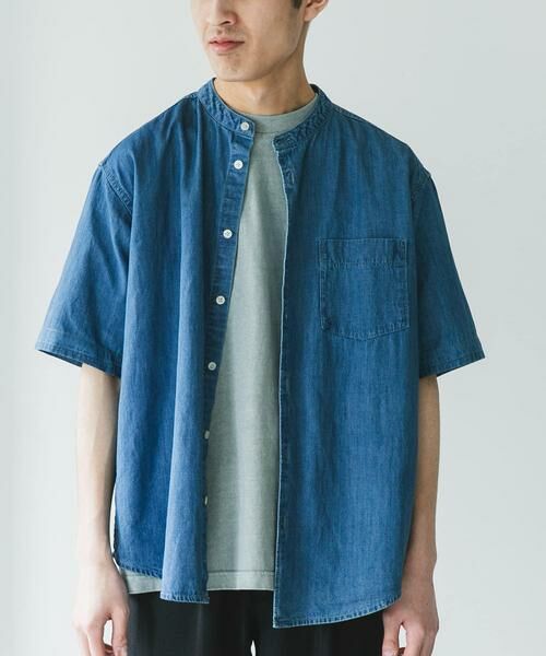 URBAN RESEARCH DOORS / アーバンリサーチ ドアーズ シャツ・ブラウス | リネン混 デニムバンドショートスリーブシャツ | 詳細12