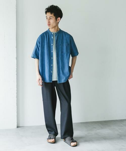 URBAN RESEARCH DOORS / アーバンリサーチ ドアーズ シャツ・ブラウス | リネン混 デニムバンドショートスリーブシャツ | 詳細13