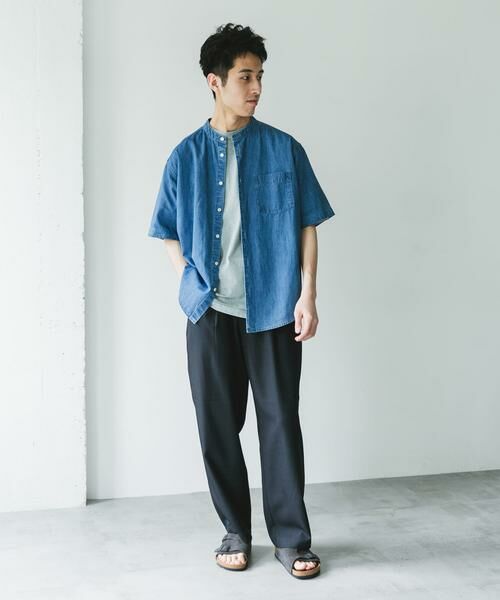 URBAN RESEARCH DOORS / アーバンリサーチ ドアーズ シャツ・ブラウス | リネン混 デニムバンドショートスリーブシャツ | 詳細14