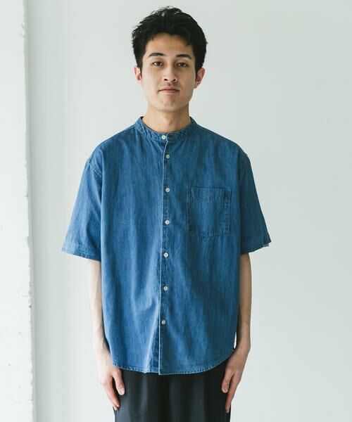 URBAN RESEARCH DOORS / アーバンリサーチ ドアーズ シャツ・ブラウス | リネン混 デニムバンドショートスリーブシャツ | 詳細18