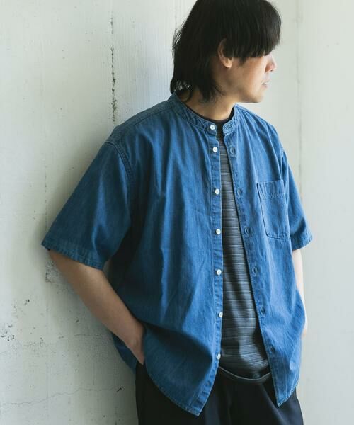 URBAN RESEARCH DOORS / アーバンリサーチ ドアーズ シャツ・ブラウス | リネン混 デニムバンドショートスリーブシャツ | 詳細2