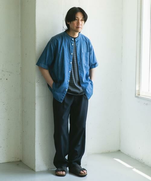 URBAN RESEARCH DOORS / アーバンリサーチ ドアーズ シャツ・ブラウス | リネン混 デニムバンドショートスリーブシャツ | 詳細5