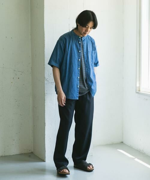 URBAN RESEARCH DOORS / アーバンリサーチ ドアーズ シャツ・ブラウス | リネン混 デニムバンドショートスリーブシャツ | 詳細6
