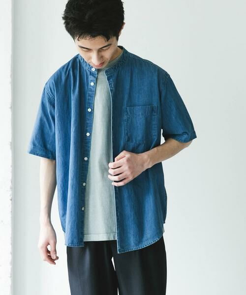 URBAN RESEARCH DOORS / アーバンリサーチ ドアーズ シャツ・ブラウス | リネン混 デニムバンドショートスリーブシャツ | 詳細7