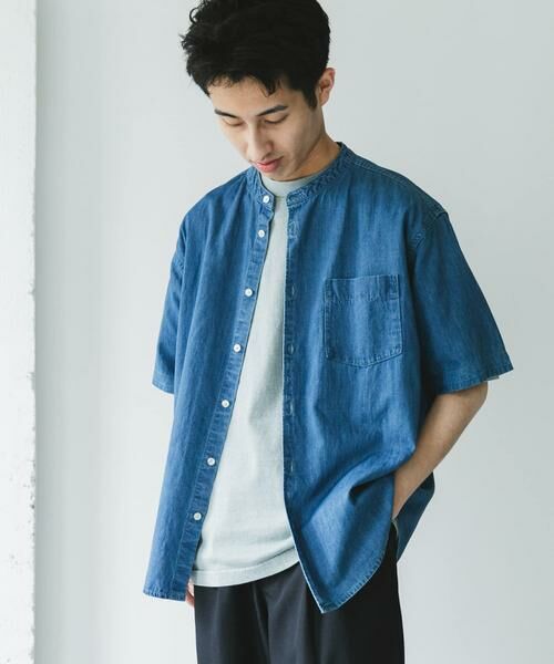 URBAN RESEARCH DOORS / アーバンリサーチ ドアーズ シャツ・ブラウス | リネン混 デニムバンドショートスリーブシャツ | 詳細8
