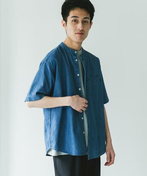 URBAN RESEARCH DOORS / アーバンリサーチ ドアーズ シャツ・ブラウス | リネン混 デニムバンドショートスリーブシャツ | 詳細9