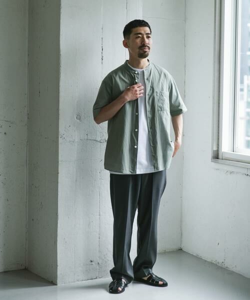 URBAN RESEARCH DOORS / アーバンリサーチ ドアーズ シャツ・ブラウス | 玉虫シャンブレー バンドカラーシャツ | 詳細12