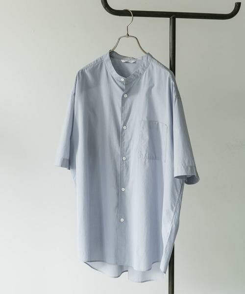 URBAN RESEARCH DOORS/アーバンリサーチ ドアーズ 玉虫シャンブレー バンドカラーシャツ ライトブルー M