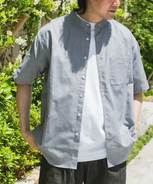 URBAN RESEARCH DOORS / アーバンリサーチ ドアーズ シャツ・ブラウス | TC バンドカラー ショートスリーブシャツ(ブラック系その他)