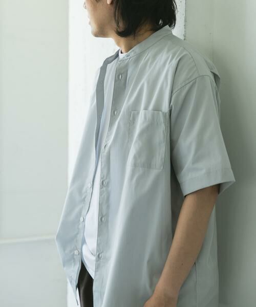 URBAN RESEARCH DOORS / アーバンリサーチ ドアーズ シャツ・ブラウス | TC バンドカラー ショートスリーブシャツ(グレー系その他)