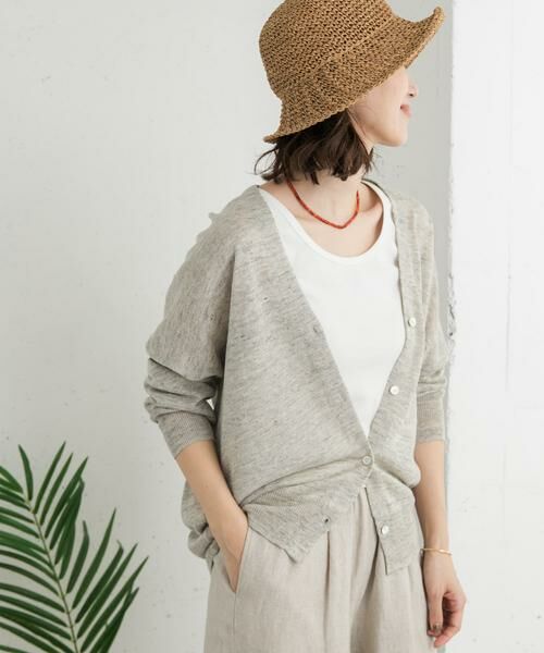 URBAN RESEARCH DOORS / アーバンリサーチ ドアーズ カーディガン・ボレロ | リネンVネックカーディガン | 詳細10