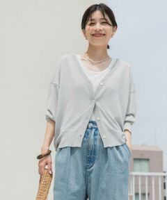 URBAN RESEARCH DOORS / アーバンリサーチ ドアーズ カーディガン・ボレロ | 『UR TECH ひやサラクール』リネン混Vネックショートカーディガン