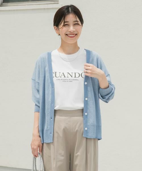 URBAN RESEARCH DOORS / アーバンリサーチ ドアーズ カーディガン・ボレロ | 『UR TECH ひやサラクール』リネン混Vネックショートカーディガン | 詳細2