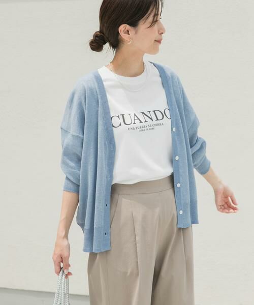 URBAN RESEARCH DOORS / アーバンリサーチ ドアーズ カーディガン・ボレロ | 『UR TECH ひやサラクール』リネン混Vネックショートカーディガン | 詳細4