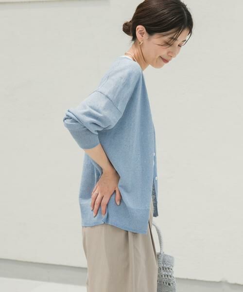 URBAN RESEARCH DOORS / アーバンリサーチ ドアーズ カーディガン・ボレロ | 『UR TECH ひやサラクール』リネン混Vネックショートカーディガン | 詳細7