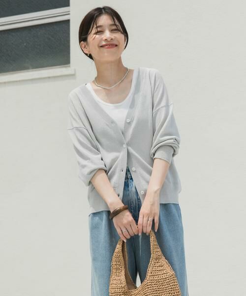 URBAN RESEARCH DOORS / アーバンリサーチ ドアーズ カーディガン・ボレロ | 『UR TECH ひやサラクール』リネン混Vネックショートカーディガン | 詳細30