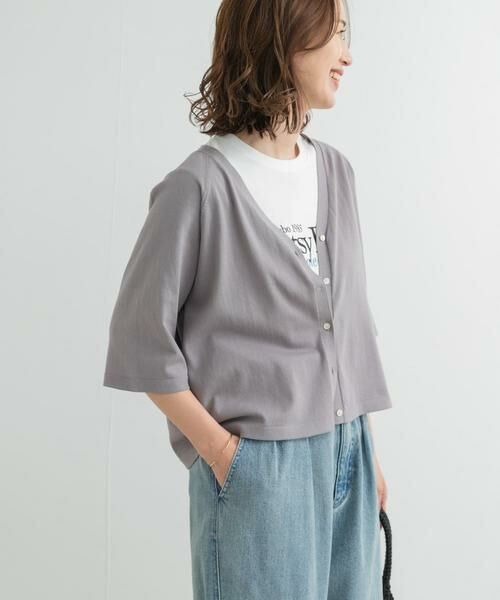 URBAN RESEARCH DOORS / アーバンリサーチ ドアーズ カーディガン・ボレロ | 『UR TECH ひやサラクール』コットンラグラン半袖カーディガン | 詳細30