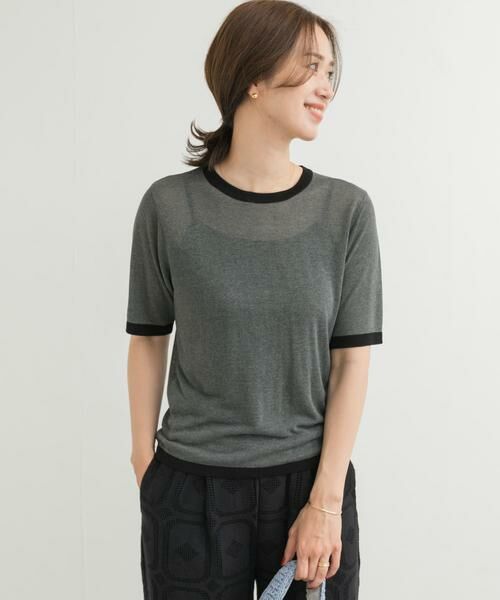 URBAN RESEARCH DOORS / アーバンリサーチ ドアーズ ニット・セーター | リンガー半袖ニットTシャツ | 詳細1