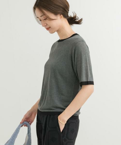 URBAN RESEARCH DOORS / アーバンリサーチ ドアーズ ニット・セーター | リンガー半袖ニットTシャツ | 詳細3