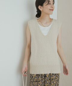 URBAN RESEARCH DOORS / アーバンリサーチ ドアーズ ベスト | コットンブークレ深Vベスト