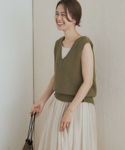 URBAN RESEARCH DOORS / アーバンリサーチ ドアーズ ベスト | コットンブークレ深Vベスト | 詳細5