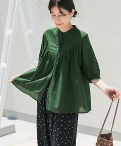 URBAN RESEARCH DOORS / アーバンリサーチ ドアーズ シャツ・ブラウス | コットンボイルV切替ギャザーブラウス