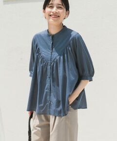 URBAN RESEARCH DOORS / アーバンリサーチ ドアーズ シャツ・ブラウス | コットンボイルV切替ギャザーブラウス