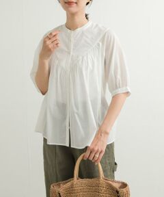 URBAN RESEARCH DOORS / アーバンリサーチ ドアーズ シャツ・ブラウス | コットンボイルV切替ギャザーブラウス