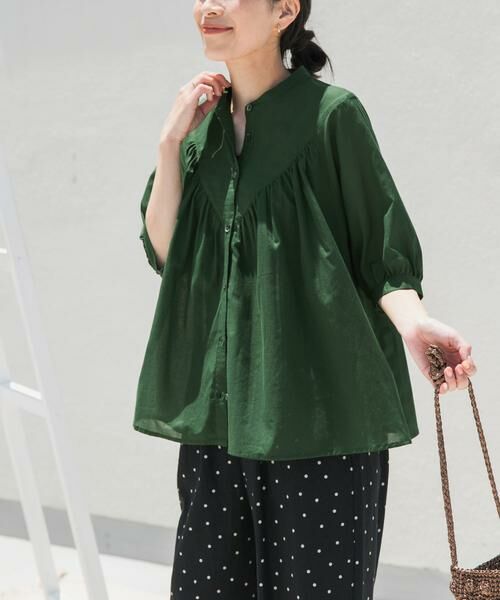 URBAN RESEARCH DOORS / アーバンリサーチ ドアーズ シャツ・ブラウス | コットンボイルV切替ギャザーブラウス | 詳細5