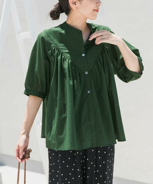 URBAN RESEARCH DOORS / アーバンリサーチ ドアーズ シャツ・ブラウス | コットンボイルV切替ギャザーブラウス | 詳細6