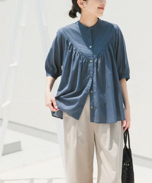 URBAN RESEARCH DOORS / アーバンリサーチ ドアーズ シャツ・ブラウス | コットンボイルV切替ギャザーブラウス | 詳細17