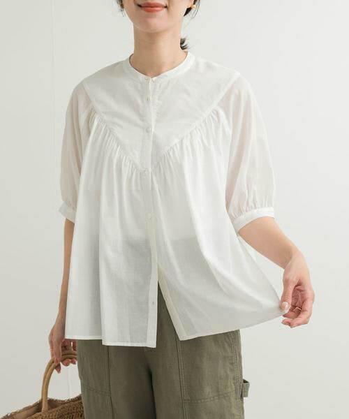 URBAN RESEARCH DOORS / アーバンリサーチ ドアーズ シャツ・ブラウス | コットンボイルV切替ギャザーブラウス | 詳細26