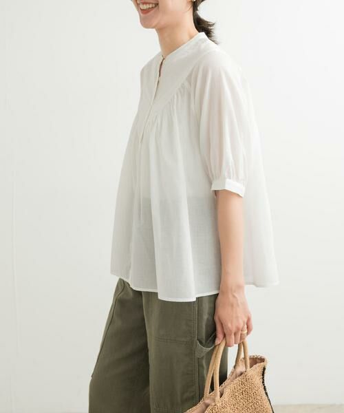 URBAN RESEARCH DOORS / アーバンリサーチ ドアーズ シャツ・ブラウス | コットンボイルV切替ギャザーブラウス | 詳細27