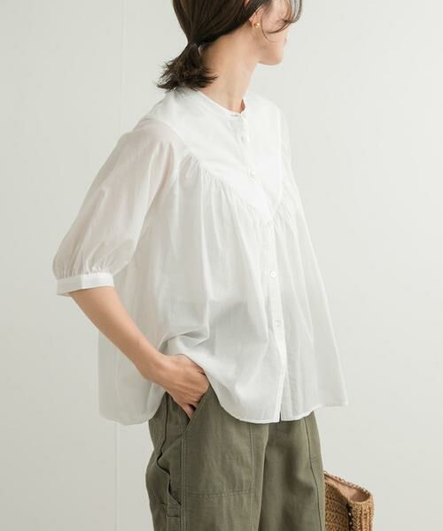 URBAN RESEARCH DOORS / アーバンリサーチ ドアーズ シャツ・ブラウス | コットンボイルV切替ギャザーブラウス | 詳細29