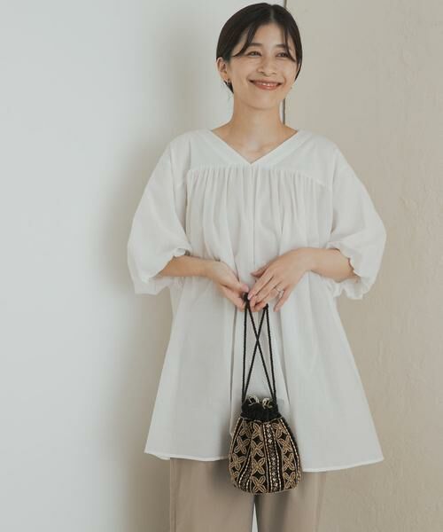 URBAN RESEARCH DOORS / アーバンリサーチ ドアーズ チュニック | コットンボイルVネックチュニック | 詳細1