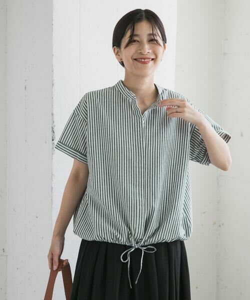 URBAN RESEARCH DOORS / アーバンリサーチ ドアーズ シャツ・ブラウス | ストライプドロストバンドカラーシャツ | 詳細1