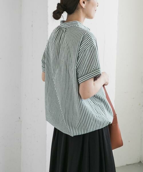 URBAN RESEARCH DOORS / アーバンリサーチ ドアーズ シャツ・ブラウス | ストライプドロストバンドカラーシャツ | 詳細4