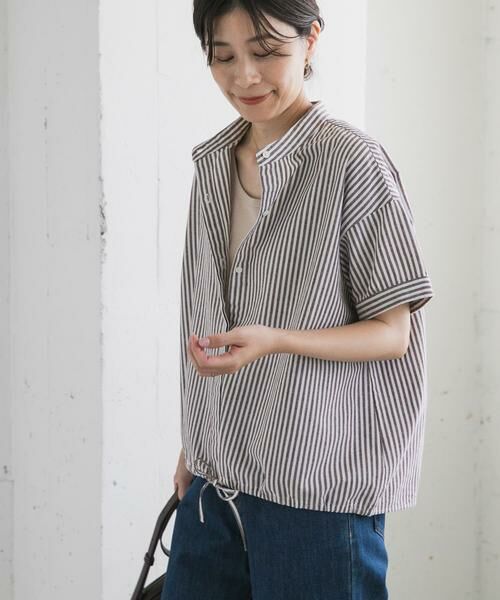 URBAN RESEARCH DOORS / アーバンリサーチ ドアーズ シャツ・ブラウス | ストライプドロストバンドカラーシャツ | 詳細11