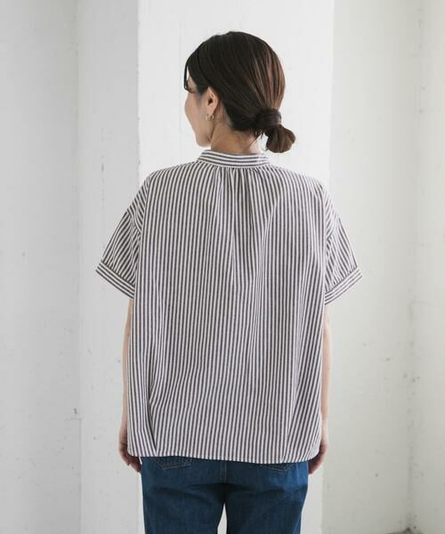 URBAN RESEARCH DOORS / アーバンリサーチ ドアーズ シャツ・ブラウス | ストライプドロストバンドカラーシャツ | 詳細20