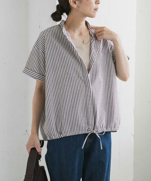 URBAN RESEARCH DOORS / アーバンリサーチ ドアーズ シャツ・ブラウス | ストライプドロストバンドカラーシャツ | 詳細14