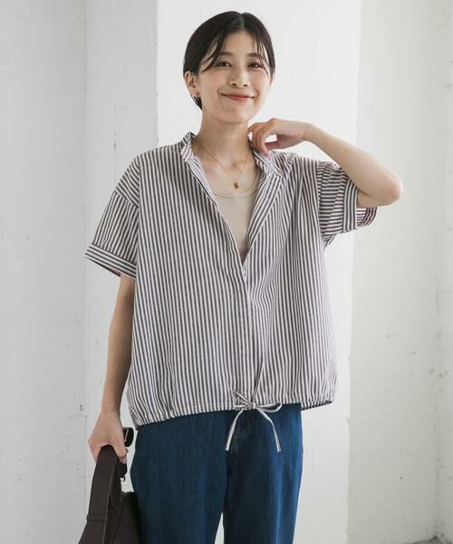 URBAN RESEARCH DOORS / アーバンリサーチ ドアーズ シャツ・ブラウス | ストライプドロストバンドカラーシャツ | 詳細15
