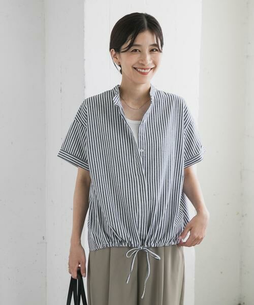 URBAN RESEARCH DOORS / アーバンリサーチ ドアーズ シャツ・ブラウス | ストライプドロストバンドカラーシャツ | 詳細28