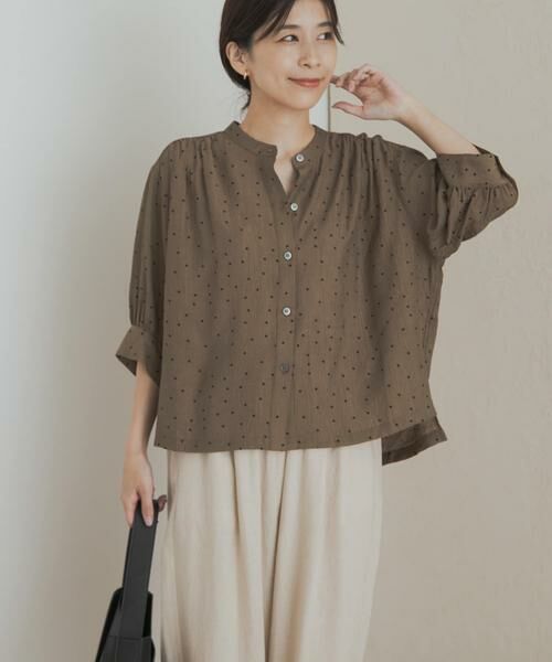 URBAN RESEARCH DOORS / アーバンリサーチ ドアーズ シャツ・ブラウス | 楊柳ドット5分袖ブラウス | 詳細1