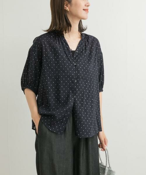 URBAN RESEARCH DOORS / アーバンリサーチ ドアーズ シャツ・ブラウス | グリッタードットギャザーブラウス | 詳細1