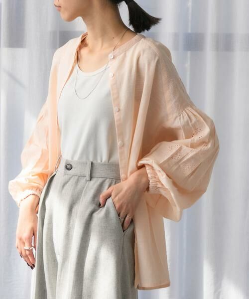 URBAN RESEARCH DOORS/アーバンリサーチ ドアーズ 刺繍ボリュームスリーブブラウス ピンク M