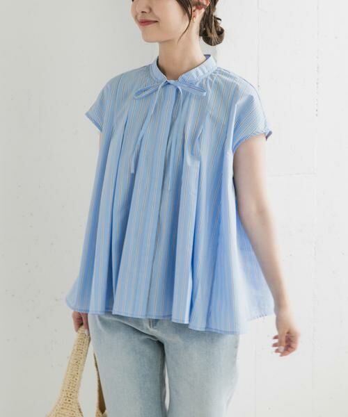 URBAN RESEARCH DOORS / アーバンリサーチ ドアーズ シャツ・ブラウス | ストライプリボンフレアフレンチブラウス | 詳細1