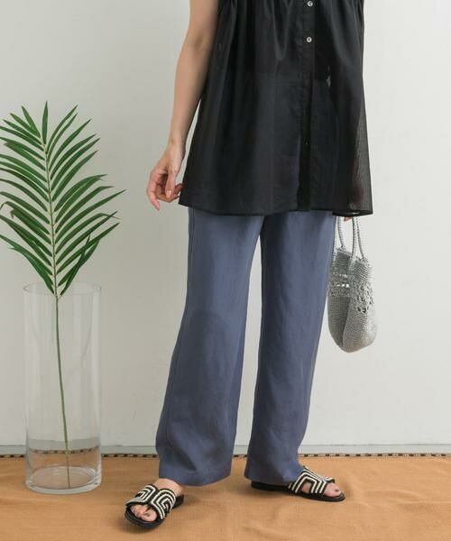 URBAN RESEARCH DOORS/アーバンリサーチ ドアーズ リネン混イージーパンツ ブルー M URBAN RESEARCH DOORS/アーバンリサーチ ドアーズ リネン混イージーパンツ ブルー M