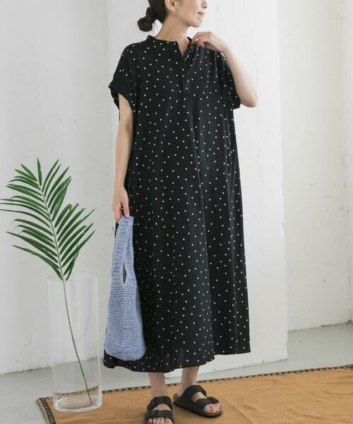 URBAN RESEARCH DOORS / アーバンリサーチ ドアーズ ワンピース | リネンレーヨンドットフレアワンピース | 詳細2